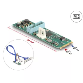   Delock Átalakító, M.2 aljzat B+M nyílással, csatlakozódugó - 2 x USB 5 Gbps A-típusú hüvely 50 cm hosszú kábellel (DL-61065)