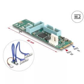   Delock Átalakító, M.2 aljzat B+M nyílással, csatlakozódugó - 4 x USB 5 Gbps A-típusú hüvely 50 cm hosszú kábellel (DL-61066)