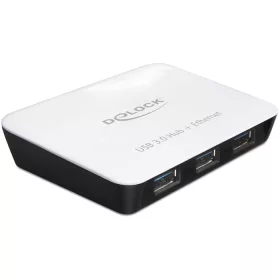   Delock HUB USB 3.0 3 port + 1 port Gigabit LAN 10/100/1000 Mb/s, fehér-fekete (DL-62431)