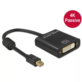   Delock Adapter mini Displayport 1.2-dugós csatlakozó > DVI-csatlakozóhüvely 4K passzív, fekete (DL-62605)