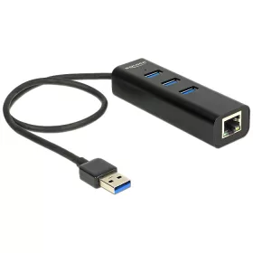   Delock USB 3.0-s elosztó 3 porttal + 1 Gigabit LAN-port 10/100/1000 Mb/s (DL-62653)