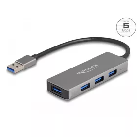   Delock 4 portos USB 3.2 Gen 1 hub USB Type-A csatlakozóval   USB Type-A portok az oldalán (DL-63171)