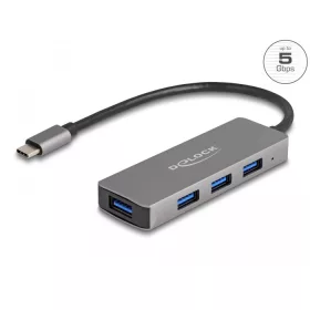   Delock 4 portos USB 3.2 Gen 1 hub USB Type-C csatlakozóval   USB Type-A portok az oldalán (DL-63173)