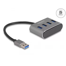   Delock 4 portos USB 3.2 Gen 1 hub USB Type-A csatlakozóval   USB Type-A portok a tetején (DL-63190)