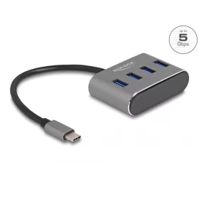   Delock 4 portos USB 3.2 Gen 1 hub USB Type-C csatlakozóval   USB Type-A portok a tetején (DL-63223)