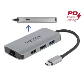   Delock USB 3.2 Gen 1 hub 4 porttal és Gigabit LAN-nel, valamint PD-vel (DL-63252)