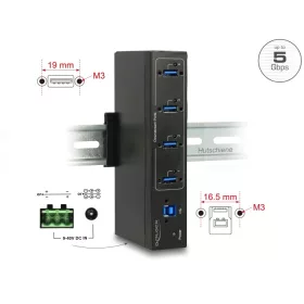   Delock Külso ipari hub 4 x USB 3.0 A-típusú 15 kV ESD védelemmel (DL-63309)