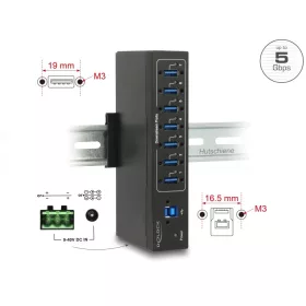   Delock Külso ipari hub 7 x USB 3.0 A-típusú 15 kV ESD védelemmel (DL-63311)