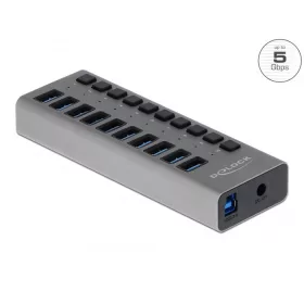   Delock Külso SuperSpeed USB hub 10 bemenettel és kapcsolóval (DL-63670)