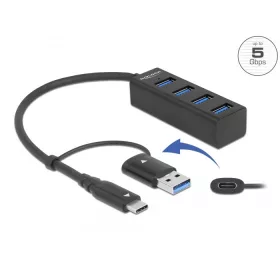   Delock 4 Port USB 3.2 Gen 1 Hub USB Type-C  vagy A-típusú USB konnektorral (DL-63828)