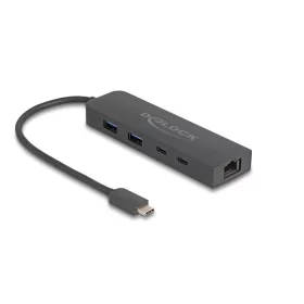   Delock 10 Gbps USB hub 2,5 Gigabit LAN porttal és PD 85 Watt (DL-64110)