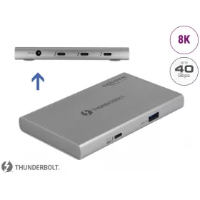   Delock Thunderbolt  4 Hub 3 porttal és egy további SuperSpeed USB 10 Gbps A-típusú porttal - 8K (DL-64157)