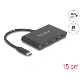   Delock USB 3.2 Gen 1 USB Type-C Hub 3 db USB Type-C anya + 1 x USB Type-C PD 100 Watt (DL-64174)