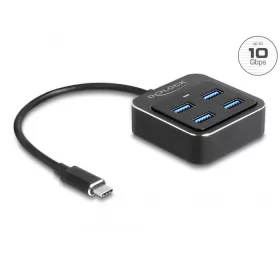   Delock USB 3.2 Gen 2 USB Type-C hub 4 x USB Type-A csatlakozóaljzattal   10 Gbps (DL-64191)