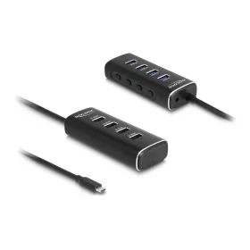   Delock 4 portos USB 10 Gbps hub USB Type-C , 60 cm hosszú kábellel és az egyes portokhoz tartozó kapcsolóval (DL-64233)
