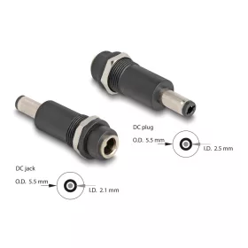   Delock Adapter, DC 5,5 x 2,1 mm-csatlakozóhüvely, DC 5,5 x 2,5 mm méretű apa (DL-64255)