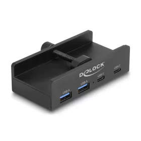   Delock Külső USB 5 Gbps 4 Port Hubon keresztül 2 x A-típusú USB és 2 x USB Type-C -k záró csavarmenettel (DL-64262)