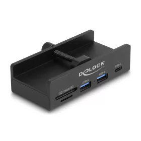   Delock Külső USB 5 Gbps Hub 2 x A-típusú USB, 1 x USB Type-C  és SD + Micro SD csatlakozó felületekkel és záró csavarral (DL-64263)