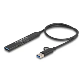   Delock 4 portos vékony USB hub USB Type-C  vagy A-típusú USB csatlakoztatóval és 3 x USB 5 Gbps USB Type-C  és 1 x USB 5 Gbps A-típusú (DL-64272)