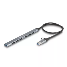   Delock 7 portos vékony USB hub USB Type-C  vagy A-típusú csatlakoztatóval és 1 x USB 5 Gbps A-típusú és 6 x A-típusú USB 2.0 (DL-64273)