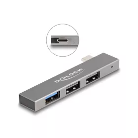   Delock 3 portos vékony USB hub USB Type-C  csatlakoztatóval és 1 x USB 10 Gbps A-típusú és 2 x A-típusú USB 2.0 (DL-64274)