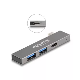   Delock 3 portos vékony USB hub USB Type-C  csatlakoztatóval és 1 x USB 5 Gbps USB Type-C  és 2 x USB 5 Gbps A-típusú (DL-64275)