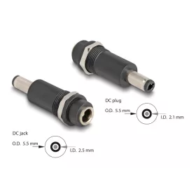   Delock Adapter, DC 5,5 x 2,5 mm-csatlakozóhüvely, DC 5,5 x 2,1 mm méretű apa (DL-64281)