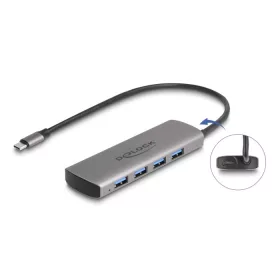   Delock USB 10 Gbps Hub 4 portos A-típusú USB Type-C  csatlakozóval és további tápporttal (DL-64293)