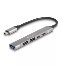   Delock 4 portos vékony USB Type-C  Hub 1 x A-típusú USB 10 Gbps, 2 x USB 2.0 A-típusú és 1 x USB 2.0 USB Type-C , valamint PD 95 W (DL-64298)