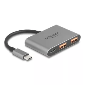   Delock 3 port USB Hub 10 Gbps USB Type-C  csatlakozóval - 1 x USB Type-C  + 2 x A-típusú USB csatlakozó (DL-64337)