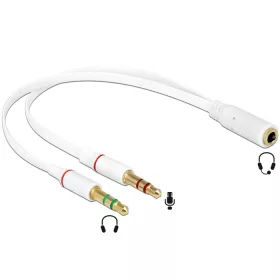   Delock Headset adapter 1x 3.5 mm 4tűs Stereo jack anya > 2x 3.5 mm 3tűs Stereo jack apa (iPhone) (DL-65585)