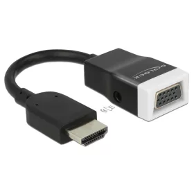  Delock Adapter HDMI-A dugó > VGA hüvely audióval, 15cm, fekete-fehér (DL-65587)