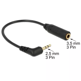   Delock Sztereo audi kábel jack 2.5 mm 3 tűs apa > Sztereo jack 3.5 mm 3 tűs anya, szögletes (DL-65672)
