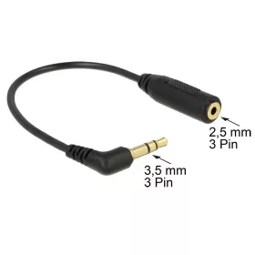   Delock audiokábel Sztereó jack 3,5 mm 3 tűs apa > sztereó jack 2,5 mm 3 tűs amya szögletes (DL-65675)
