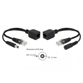   Delock Passzív PoE adapter készlet RJ45 DC 5,5 x 2,1 mm (DL-66023)