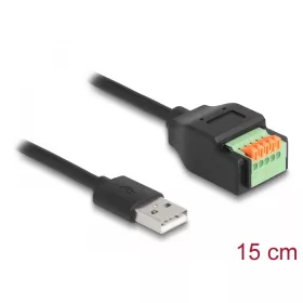   Delock A-típusú USB 2.0 kábel apa - terminal block adapter lenyomó gombbal 15 cm (DL-66061)