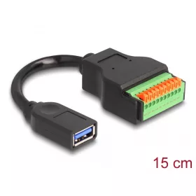   Delock A-típusú USB 3.2 Gen 1 kábel anya - terminal block adapter lenyomó gombbal 15 cm (DL-66241)