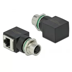   Delock Hálózati adapter M12 8 tűs A-kódolt anya - RJ45 anya (DL-66314)