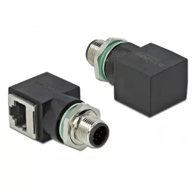   Delock Hálózati adapter M12 8 tűs A-kódolt adugó - RJ45 anya (DL-66315)