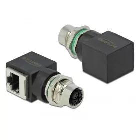   Delock Hálózati adapter M12 8 tűs X-kódolt anya - RJ45 anya (DL-66316)