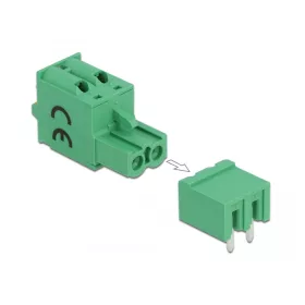   Delock 2 tűs, 5,08 mm-es vízszintes hornyos PCB sorkapocs blokk csomag (DL-66505)