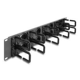   Delock 19  kábelrendező router panel 8 gumírozott kábelbemenettel és 10 hurokkal 2U sötétszürke (DL-66746)