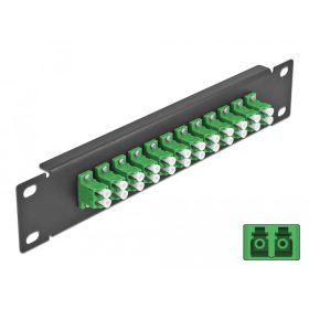   Delock 10  üvegszálas patch panel 12 portos LC Duplex zöld 1U fekete (DL-66766)