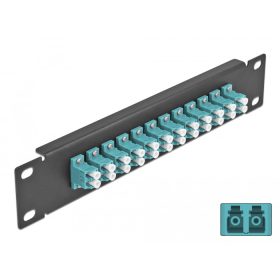   Delock 10  üvegszálas patch panel 12 portos LC Duplex vízkék 1U fekete (DL-66768)