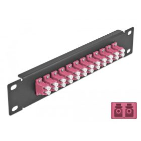   Delock 10  üvegszálas patch panel 12 portos LC Duplex ibolya 1U fekete (DL-66769)