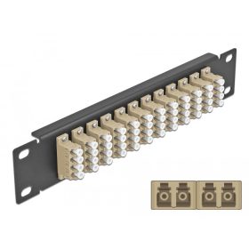   Delock 10  üvegszálas patch panel 12 portos LC Quad bézs 1U fekete (DL-66778)