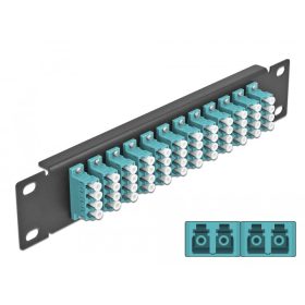   Delock 10  üvegszálas patch panel 12 portos LC Quad vízkék 1U fekete (DL-66779)