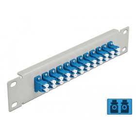   Delock 10  üvegszálas patch panel 12 portos LC Duplex kék 1U szürke (DL-66786)