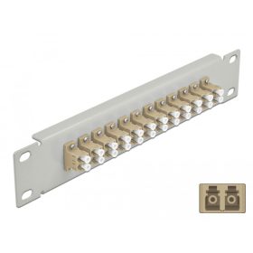   Delock 10  üvegszálas patch panel 12 portos LC Duplex bézs 1U szürke (DL-66788)