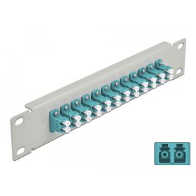   Delock 10  üvegszálas patch panel 12 portos LC Duplex vízkék 1U szürke (DL-66789)